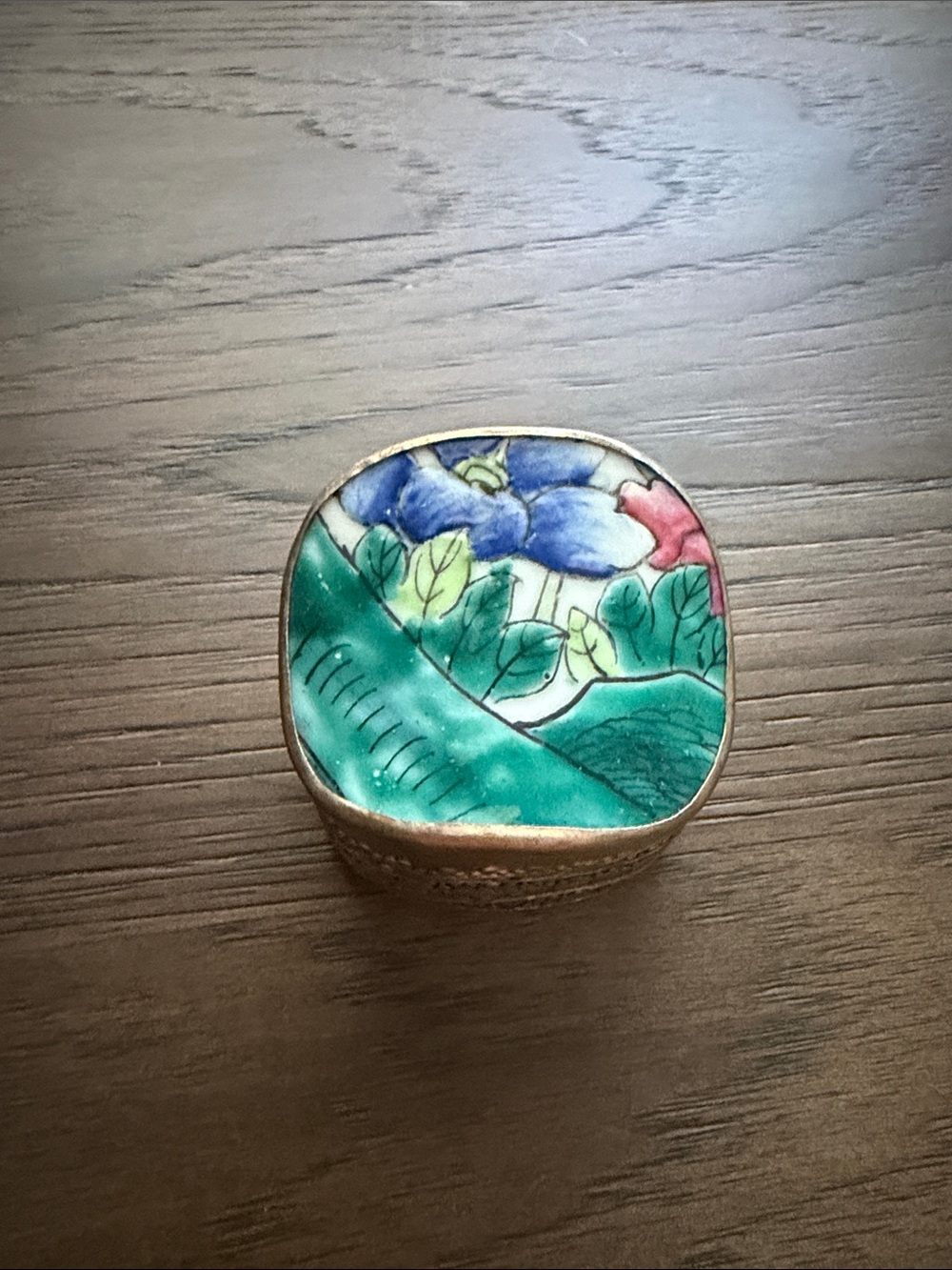 Small Hand-Painted Floral storage/ring box- boho